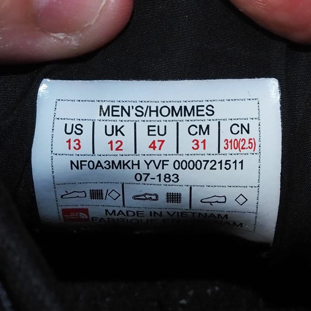 The North Face Thermoball Traction Camp Booties Mens 13 Heather Grey Red Slipper